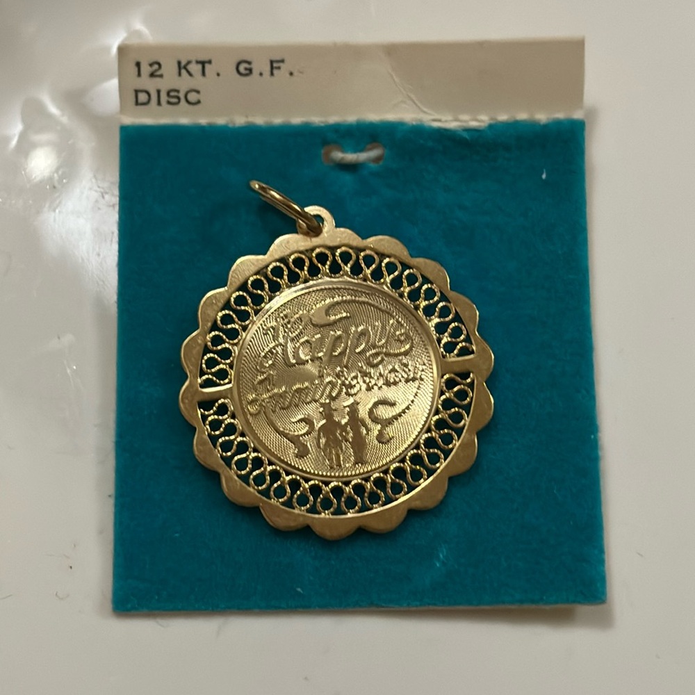 Vintage 12 kt gold filled Charm Pendant “Happy Anniversary”